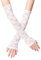 LassZone Women's Half Fingerless Long Lace Gloves White Floral Bridal Fancy Dress Gloves Stretchy Elbow Length UV Protection Arm Sleeve for Wedding Opera Tea Party