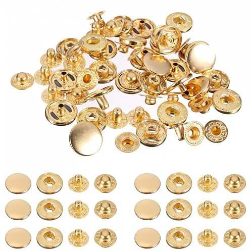 Trimming Shop 10 mm S-Federdruckknöpfe, 4-teilig, langlebig und leicht, Metall-Druckknöpfe für DIY-Lederhandwerk, Reparatur von Kleidung, Geldbörse, Gold, 10 Stück