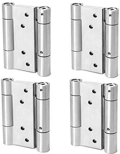 QWORK® Pendeltürband Türscharnier, 304 Edelstahl Scharniere für Pendeltür und Schwingtür für Cafe, Saloon Tür, bis 20kg Aufschraubband, 100 mm, 4 Stück