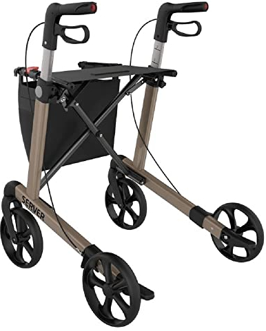 Rehasense Server Aluminium Leichtgewichtrollator champagner M - 55 cm TPE-Bereifung