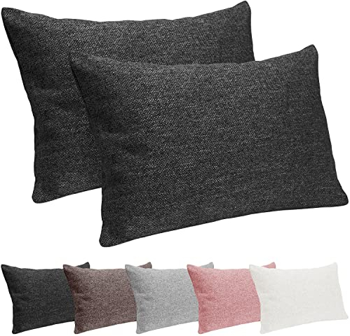 Selfitex 2er Set 40x60 cm, Sofakissen mit Füllung und Bezug, Dekokissen, Kopfkissen mit weicher Kissenfüllung, stilvolle Kissen Deko, robuster Polsterstoff, hochwertiges Couch Kissen (Anthrazit)