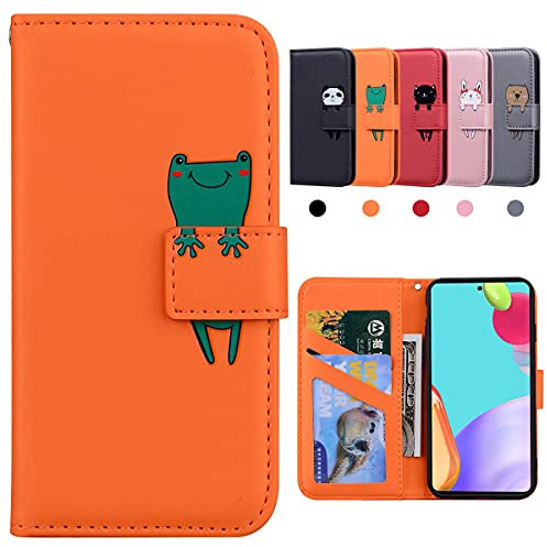 Kedic Coque Samsung A52, Coque Galaxy A52, Pochette Protection Etui Samsung A52, Fermeture Magnétique,Flip Case Compatible avec Samsung Galaxy A52 4G/5G, Orange