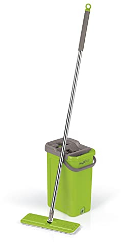 MAXXMEE Komfort-Mopp Smart 7,5 l | Eimer mit 2-Kammer-System | Ideal für nahezu alle Böden im Haushalt | Auswringen & Reinigen ohne Bücken und ohne schmutzige und nasse Hände [Limegreen]