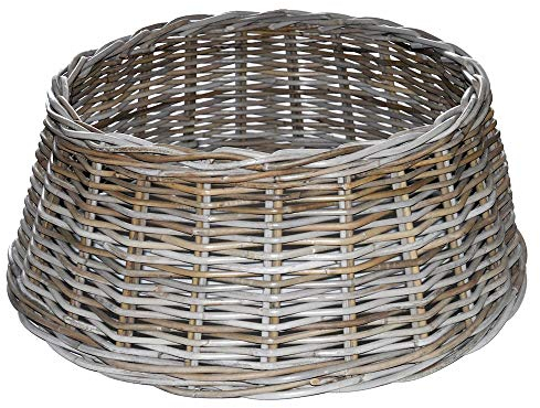 artplants.de Weihnachtsbaumkorb Nevin aus Rattan, grau-braun, 20 cm, Ø 65 cm - Christbaum Rock