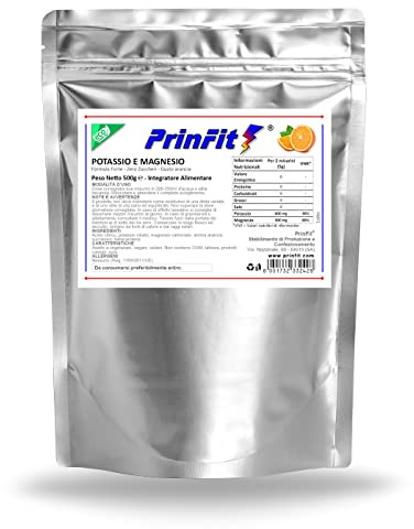 PrinFit® - 500 g Potassio e Magnesio Arancia - Sali Minerali - Zero Zuccheri - Integratore Alimentare