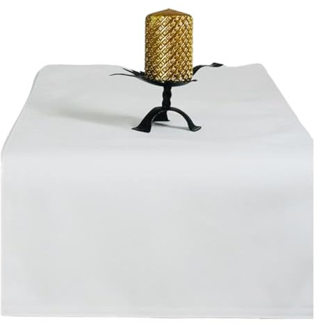 Tischläufer | Weiß - Eckig - 40x100cm | Tischband | Mitteldecke | Leinen-Optik | Lotus-Effekt | Schmutzabweisend