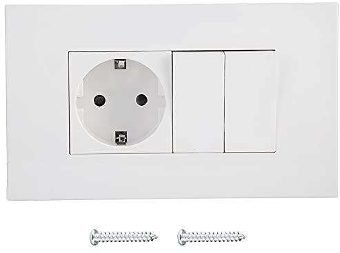 YUMILI Enchufe de Pared, Salida Individual de Montaje de Pared Adaptador de Pared Enchufe de Pared con Doble Interruptor para Oficina en casa(EU)