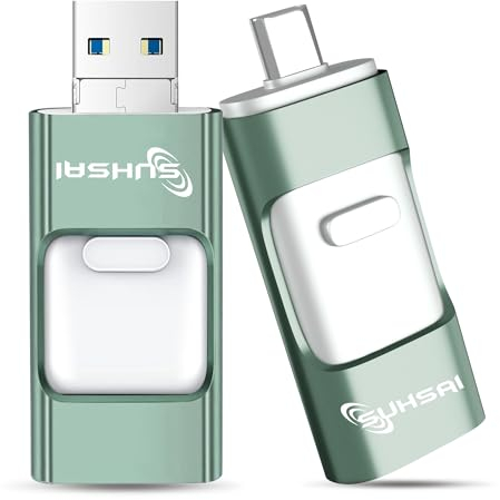 SUHSAI 4-in-1 USB Stick 256GB, USB 3.0 Stick, Speicherstick, Hochgeschwindigkeits-Pen-Laufwerk, Thumb Drive, Photo Stick Speed-Laufwerk für PC, Laptop, iPad, Android, Tablet (Grün)
