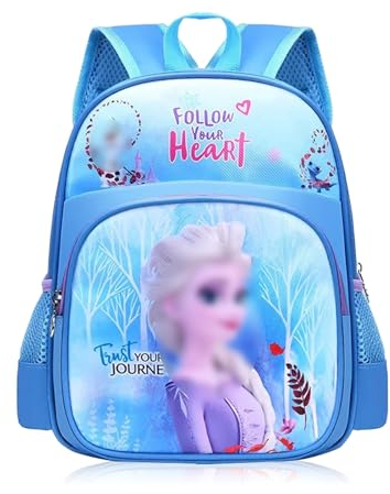 Newtic Elsa Rucksack Froz- Rucksack Anna Und Elsa Cartoon Backpack Mädchen Schulrucksäcke Kleinkind Schüler Tasche Für Schule Und Freizeit Kinderrucksack Mädchen - Blau