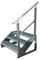 Kaminbau Mierzwa Premium Treppe Freistehend 3 Stufen Geländer Rechts (Breite 1200 mm) (Höhe 57cm) Wetterfest Gitterroststufe Gartentreppe