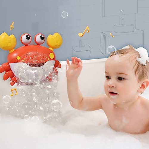 Baby Bath Toys,Automatic Crab Bubble Machine with Music,Fun Toddler Bath Toy for Bathtub Time,Crab Toys Water Game for above 3 Year Old Kids Boys Girls (Crab Orange)