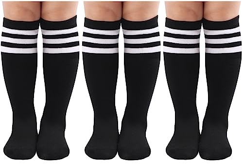DRESHOW Kinder Kleinkind Fußball Socken Gestreift Knie hohe Baumwolle Socken Uniform Sport Lange Rohr Socken für Jungen Mädchen Kind