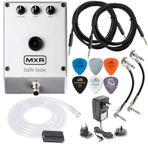 MXR M222 Talk Box Effektpedal Voicebox für Gitarre, Keyboard und andere Instrumente mit 2 Kabel, Dunlop Plektren, True Tune Tuner, 2 MXR Patchkabelbündel