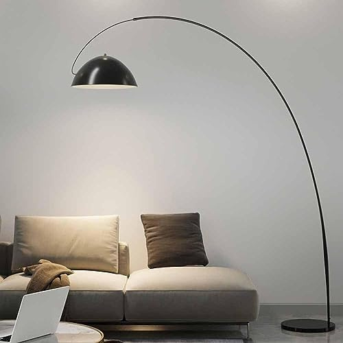 Lampadaire noir moderne for salon Arc Pole Design Lampe sur pied Forme de canne à pêche Lampe sur pied en marbre Lumière sur pied Angle réglable Abat-jour Lampadaire for chambre à coucher Restaurant S