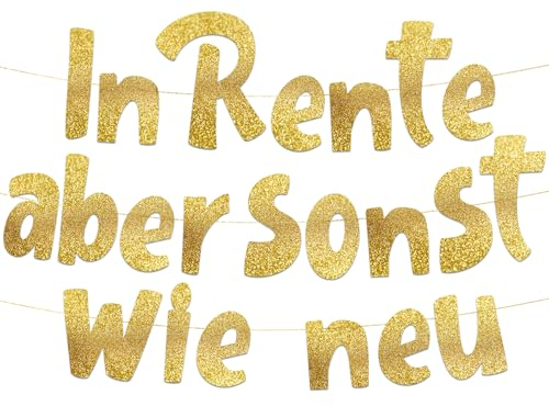 Lustige Banner, Glitzerbanner In Rente Aber Sonst Wie Neu, Partyzubehör zum Renteneintritt