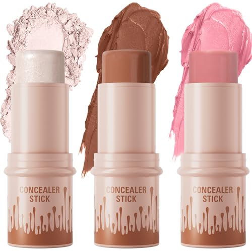 3PCS Face Contour Sticks Contour & Highlighter & Blush Makeup Set for cheek