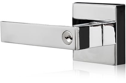 XFORT Quad Entrance Knob Set Polished Chrome, Door Knob with Lock for Internal Wooden Doors, Complete Set with Tubular Latch and 3 Keys