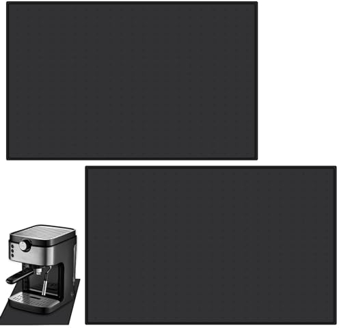 BAIFULAI 2 pezzi tappetino da caffè, macchina da caffè, tappetino scolapiatti 48 x 30 cm, tappetino in silicone per macchina da caffè con bordo, base per macchina da caffè, nero