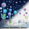 Wandaufkleber mit Löwenzahn, leuchtet im Dunkeln, bunt, Löwenzahn, Blume, Schmetterling, fluoreszierend, leuchtend, fliegende Blumen, Wandaufkleber für Kinderzimmer, Schlafzimmer, Kinderzimmer,