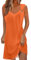 Robe Longue Été Femme Mi-Longue Fluide Chic Élégante Sexy en Coton - Orange M