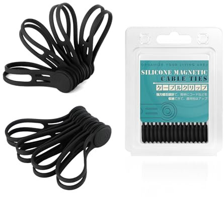 Magnetische Silikon-Kabelbinder, 12,9 cm, verbesserte Kabelbinder mit Magnet-Kabelband, Kabelwicklung für Reisen, Handy, USB-Ladekabel-Management (8 Stück, schwarz)