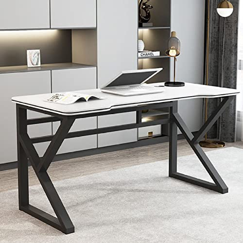 CuNtoHHH Gaming Desk, Computer Desk with Carbon Fiber Surface K Shape Ergonomic PC Desk, Gamer Workstation (31 Inch, Black and White)