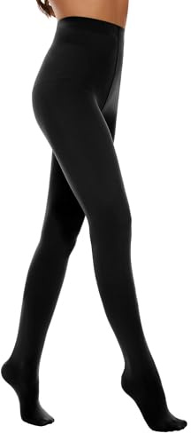 Citystl Opaque Black Tights for Women, 80D Solid Color Soft Tights, Control Top Microfiber Pantyhose for women(Black-S/M)