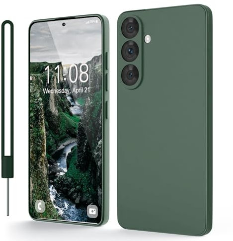 Andwing für Samsung Galaxy S24 Hülle, Silicone Handyhülle für Samsung S24 4G/5G mit Weichem Mikrofaserfutter und Kameraschutz, Rundumschutz Schutzhülle Hülle für Samsung Galaxy S24 Grün