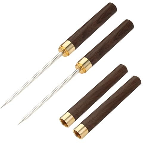 2 Teiliges Eispickel Werkzeug, Eispickel aus Edelstahl mit Sicherheitsabdeckung und Rutschfestem Holzgriff für Küche Bars Barkeeper Picknicks Camping