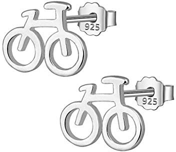 Ohrringe Creolen Ohrstecker 100% 925 Sterling Silber Damen Schmuck Mode niedlich klein 10 mm x 8 mm Fahrrad Ohrringe for Tochter Mädchen Frauen baumelnde Ohrringe 1 Paar Mode-Accessoires