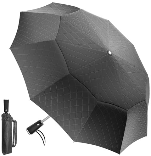 Satol Golfschirm 54/62 Zoll, Automatik Regenschirm mit Tasche, Sturmfest, Doppelstockdach, 10 Aluminiumlegierungsrippen, Klappbar, Taschenschirm, Sonne und Regen, Komfortabler Griff