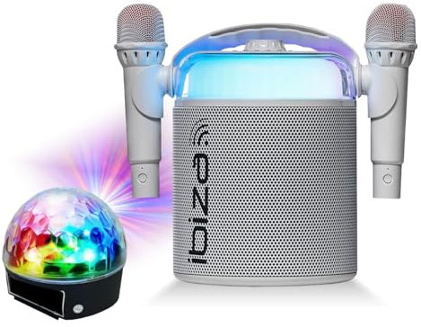 Ibiza Sound - Pack Karaoké Enceinte Bluetooth sur Batterie Ibiza KARAHOME-WH 120W USB SD 2 micros - Effet Lumière Astro LED RGB Party-ASTRO6