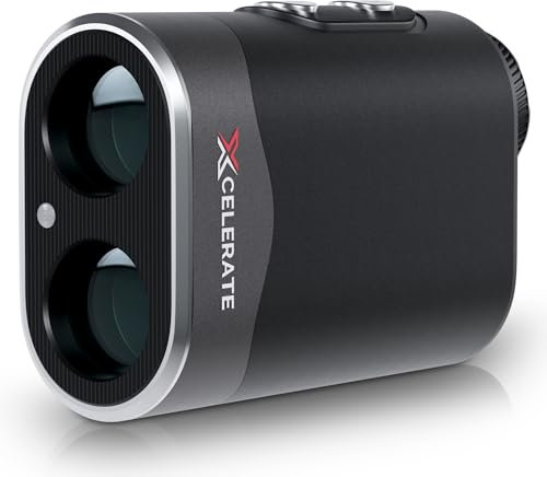 Xcelerate Telemetro da golf con pendenza e magnete, telemetro da golf con modalità pendenza, ingrandimento 6x, vibrazione pin, telemetro da golf, clip magnetica per golf e caccia