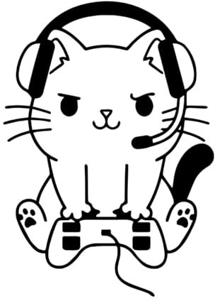 Gamer-Katze, lustige Nerd-Geek-Katze, Videospiele, Videospiel-Wandaufkleber, Gamer-Geschenk, Vinyl für Kinderzimmer-L-48x67cm-Black
