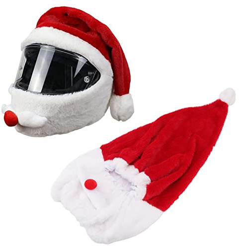 Weihnachts-Santa-Motorrad-Helm-Überzug, Weihnachts-Helm-Überzug, Kratzfester Plüsch-Motorrad-Helm-Hut für Unterhaltungsdekoration