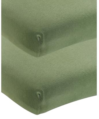 Meyco Spannbettlaken 2er Pack Babywiege 40x80/90cm Jersey Olive Green | 100 % Baumwolle - Oeko Tex zertifiziert - Spannbetttuch - Rundum-Gummizug - atmungsaktiv & hautfreundlich