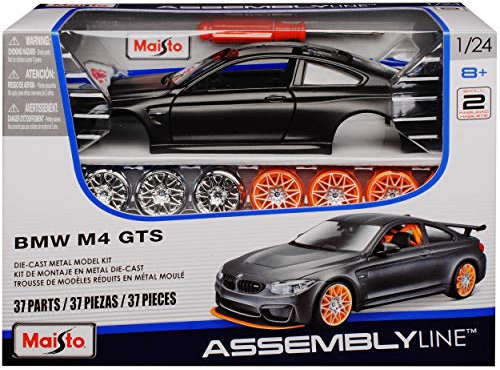 Generisch B*M*W 4er M4 F82 GTS Coupe Matt Schwarz mit Karbon Dach Ab 2014 Bausatz Kit 1/24 Modell Auto