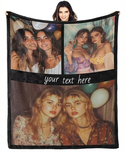 ZUCZUG Fotogeschenke - Personalisierte Geschenke Decke für Frauen Männer-Valentinstag Foto Geschenke für Ihn Sie - Partner Geschenke mit Foto -Valentinstagsgeschenke - 3 Fotos
