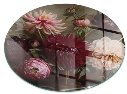 Kaminbodenplatte Glas ⌀ 60 cm Esszimmer Wasserdicht Herdboden Polierte Kanten Rund Fleckenbeständigkeit Sicherungsblech Thermischer Schutz Bodenbelag - Blumenstrauß im Detail
