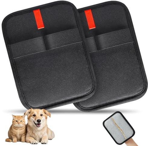 INABULETWO Statische Tierhaarentfernungshandschuhe, wiederverwendbar, elektrostatisch, Tierhaarentferner, Fellpflege-Handschuhe, Bürstenwerkzeug für Couch, Möbel, Teppich, Autositz, 2 Stück