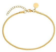 Purelei® Flare Fußkettchen – Viereckige Snake-Chain – Edelstahl vergoldet – Verstellbar 21–25 cm – Statement Fußschmuck für den Sommer – Gold/Silber/Roségold (Gold)