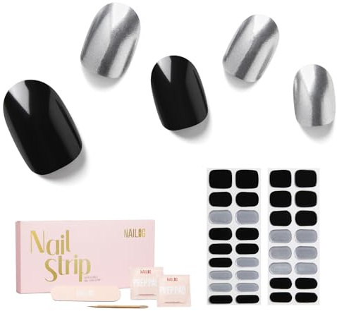 NAILOG Semi Cured Gel Nail Strips 34 pcs Ombre Nail Stickers -Reckless | 34 Strips In 17 Sizes, DIY Salon-Quality Gel Nails, Glossy, Long-Lasting, HEMA-Free, Vegan, Easy & Safe