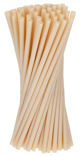 200 Pack Bamboo Straws, Compostable Cocktail Straws, 8 Inch Biodegradable Sugarcane Agave Alternative Eco-Friendly Compostable Option, Plant-Based Disposable for Smoothies Restaurants Parties