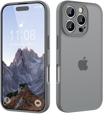KPPIT for iPhone 16 Pro Max case,Gray | [Shockproof Military Grade Drop Protection] [Frosted Translucent]