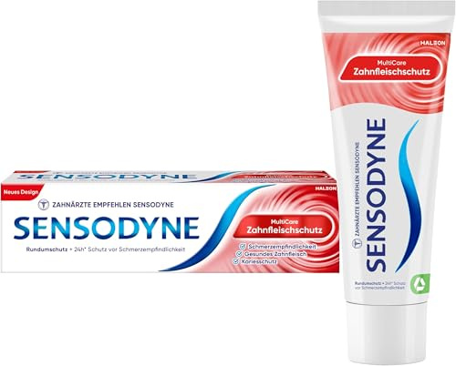 Zahnpasta - Sensodyne MultiCare Zahnfleischschutz, tägliche Zahnpasta mit Fluorid, bei schmerzempfindlichen Zähnen, 75ml (Packung mit 5)
