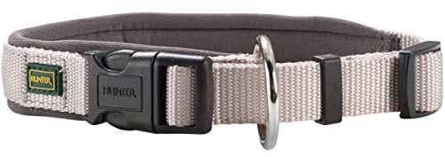 HUNTER NEOPREN VARIO PLUS Halsung, Hundehalsband, Nylon, mit Neopren gepolstert, 30/1,5 (XS-S), grau