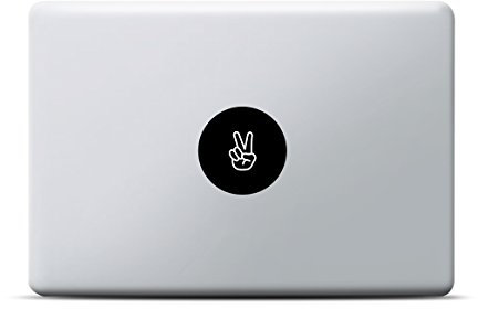 Peace Hand MacBook Sticker, MacBook Pro, MacBook Air, Vinyl Aufkleber schwarz, Laptop decal, Leuchteffekt