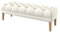 Furninero - Tiefer gepolsterter Sitzbank Sitzhocker Sitzruhe Betthocker Ottomane, Gerundete Beine, 140 cm breit, Majestic Velvet Creme Stoff (Licht zu reinigende), Ecru