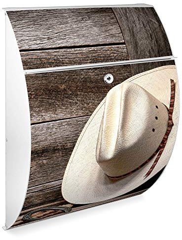 Burg Wächter Design Briefkasten| Modell Riviera 46cmx33,5cmx13cm groß| verzinkter Stahl weiß | Postkasten mit Öffnungsstopp, großer A4 Einwurf, Zylinderschloss, 2 Schlüssel Linedance Set