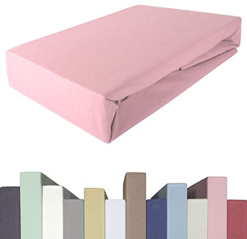 Edda Lux Drap Housse Premium pour Lit à Sommier Tapissier et Matelas jusqu'à 40 cm de Haut, 95% Coton 5% Élasthanne, 90x200, 100x200, 100x220, Vieux Rose